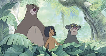 Baloo, Mowgli og Bagheera